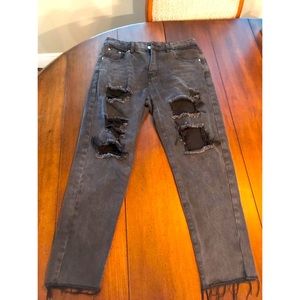 Ripped Black High Rise Jeans |Medium